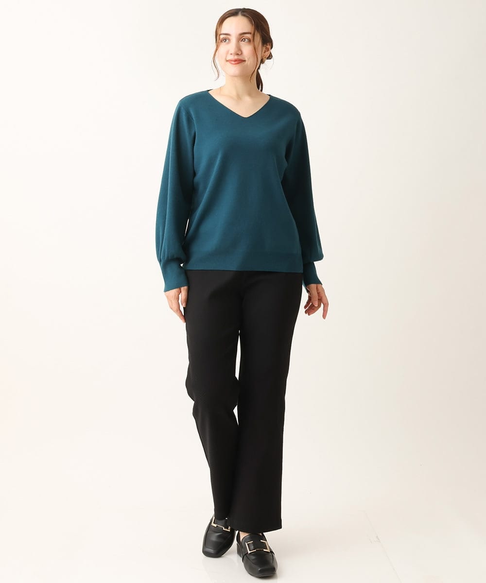 OLFLS04069 eur3(エウルキューブ) 【大きいサイズ/11号サイズあり】洗えるVネックニット ブルー(55)