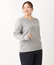 OLFLS04069 eur3(エウルキューブ) 【大きいサイズ/11号サイズあり】洗えるVネックニット ライトグレー(91)
