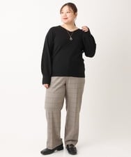 OLFLS04069 eur3(エウルキューブ) 【大きいサイズ/11号サイズあり】洗えるVネックニット ブラック(94)