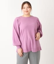 OLFLS09079 eur3(エウルキューブ) 【大きいサイズ/11号サイズあり】洗える袖タックニット ピンク(03)