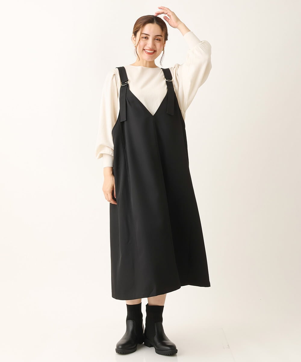 OLFLS09079 eur3(エウルキューブ) 【大きいサイズ/11号サイズあり】洗える袖タックニット アイボリー(80)