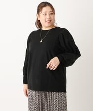 OLFLS09079 eur3(エウルキューブ) 【大きいサイズ/11号サイズあり】洗える袖タックニット ブラック(94)