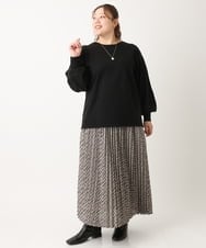 OLFLS09079 eur3(エウルキューブ) 【大きいサイズ/11号サイズあり】洗える袖タックニット ブラック(94)