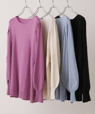 OLFLS09079 eur3(エウルキューブ) 【大きいサイズ/11号サイズあり】洗える袖タックニット ブラック(94)