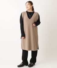 OLFLS10089 eur3(エウルキューブ) 【大きいサイズ/11号サイズあり】ニットロングベスト モカ(84)