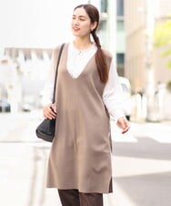 OLFLS10089 eur3(エウルキューブ) 【大きいサイズ/11号サイズあり】ニットロングベスト モカ(84)