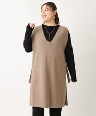 OLFLS10089 eur3(エウルキューブ) 【大きいサイズ/11号サイズあり】ニットロングベスト モカ(84)