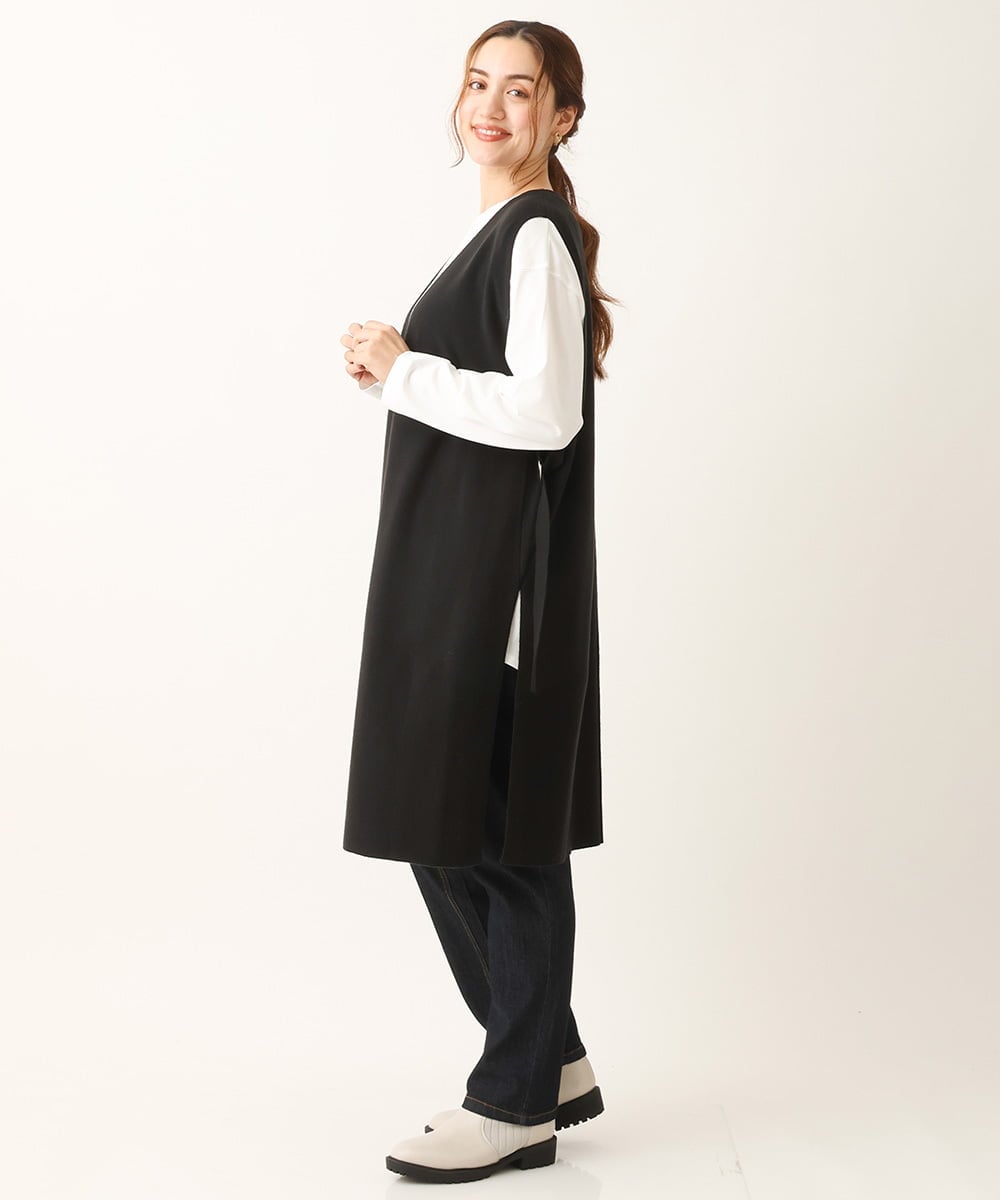 OLFLS10089 eur3(エウルキューブ) 【大きいサイズ/11号サイズあり】ニットロングベスト ブラック(94)