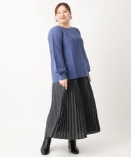 OLFLS24079 eur3(エウルキューブ) 【大きいサイズ/11号サイズあり】パフスリーブラメニット ブルー(55)