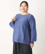 OLFLS24079 eur3(エウルキューブ) 【大きいサイズ/11号サイズあり】パフスリーブラメニット ブルー(55)