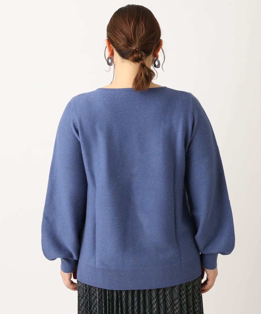 OLFLS24079 eur3(エウルキューブ) 【大きいサイズ/11号サイズあり】パフスリーブラメニット ブルー(55)