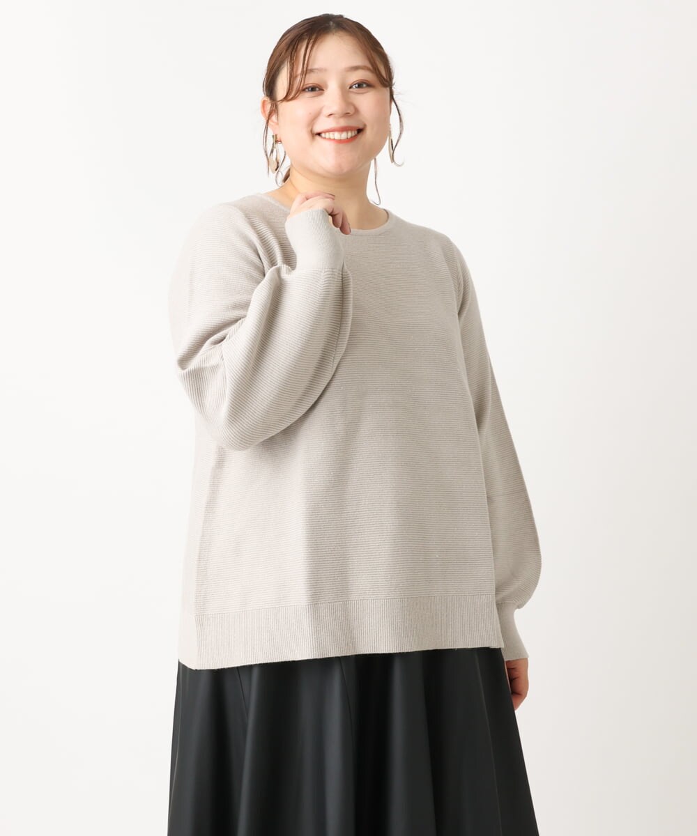 OLFLS24079 eur3(エウルキューブ) 【大きいサイズ/11号サイズあり】パフスリーブラメニット ライトグレー(91)