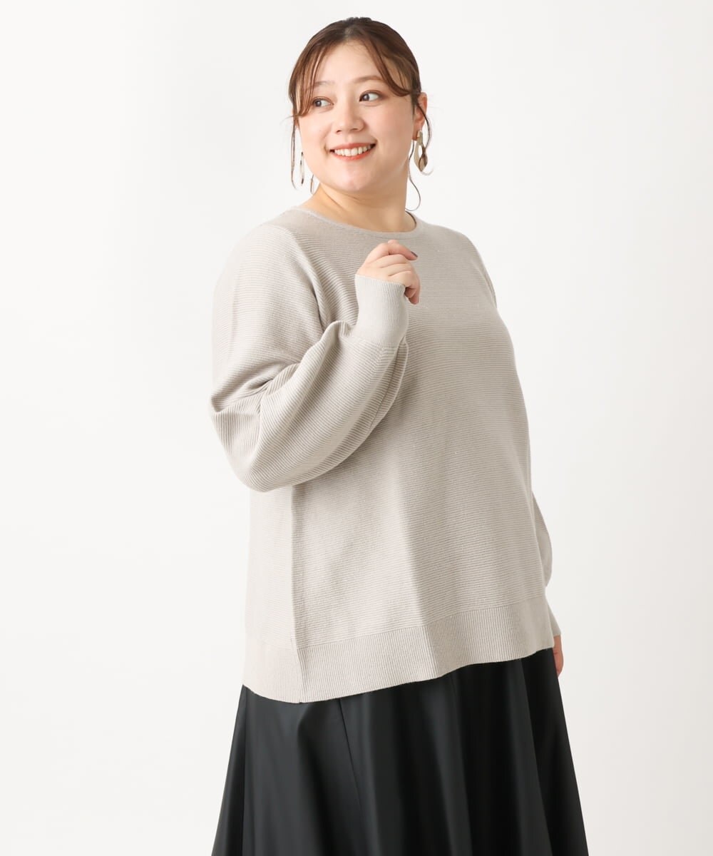 OLFLS24079 eur3(エウルキューブ) 【大きいサイズ/11号サイズあり】パフスリーブラメニット ライトグレー(91)
