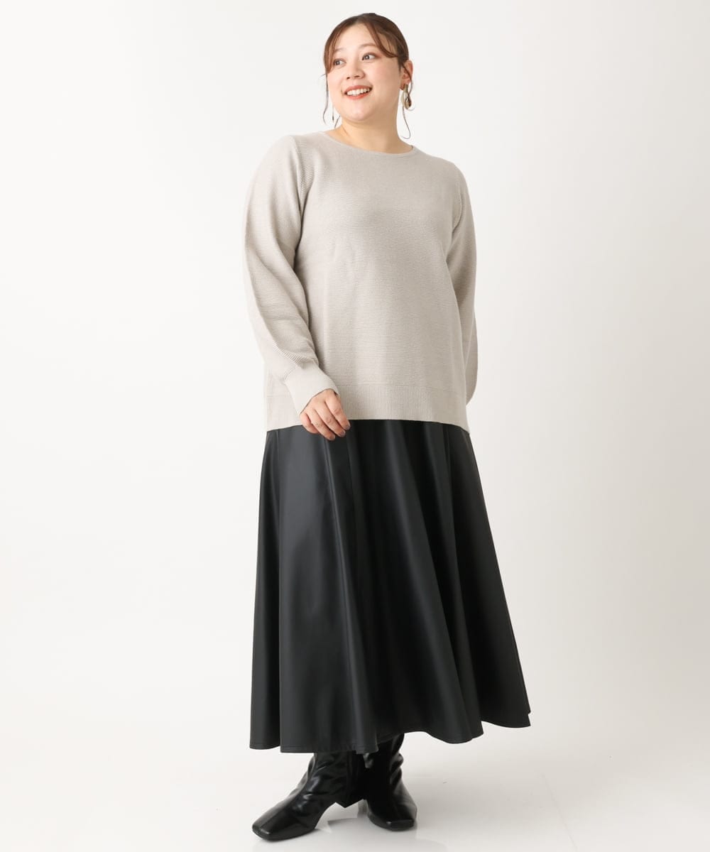 OLFLS24079 eur3(エウルキューブ) 【大きいサイズ/11号サイズあり】パフスリーブラメニット ライトグレー(91)
