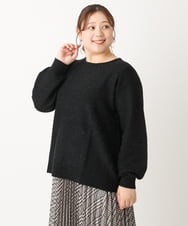 OLFLS24079 eur3(エウルキューブ) 【大きいサイズ/11号サイズあり】パフスリーブラメニット ブラック(94)