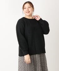 OLFLS24079 eur3(エウルキューブ) 【大きいサイズ/11号サイズあり】パフスリーブラメニット ブラック(94)