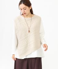 OLFLV05089 eur3(エウルキューブ) 【大きいサイズ】ケーブルポンチョ アイボリー(80)