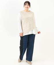 OLFLV05089 eur3(エウルキューブ) 【大きいサイズ】ケーブルポンチョ アイボリー(80)