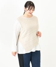 OLFLV05089 eur3(エウルキューブ) 【大きいサイズ】ケーブルポンチョ アイボリー(80)