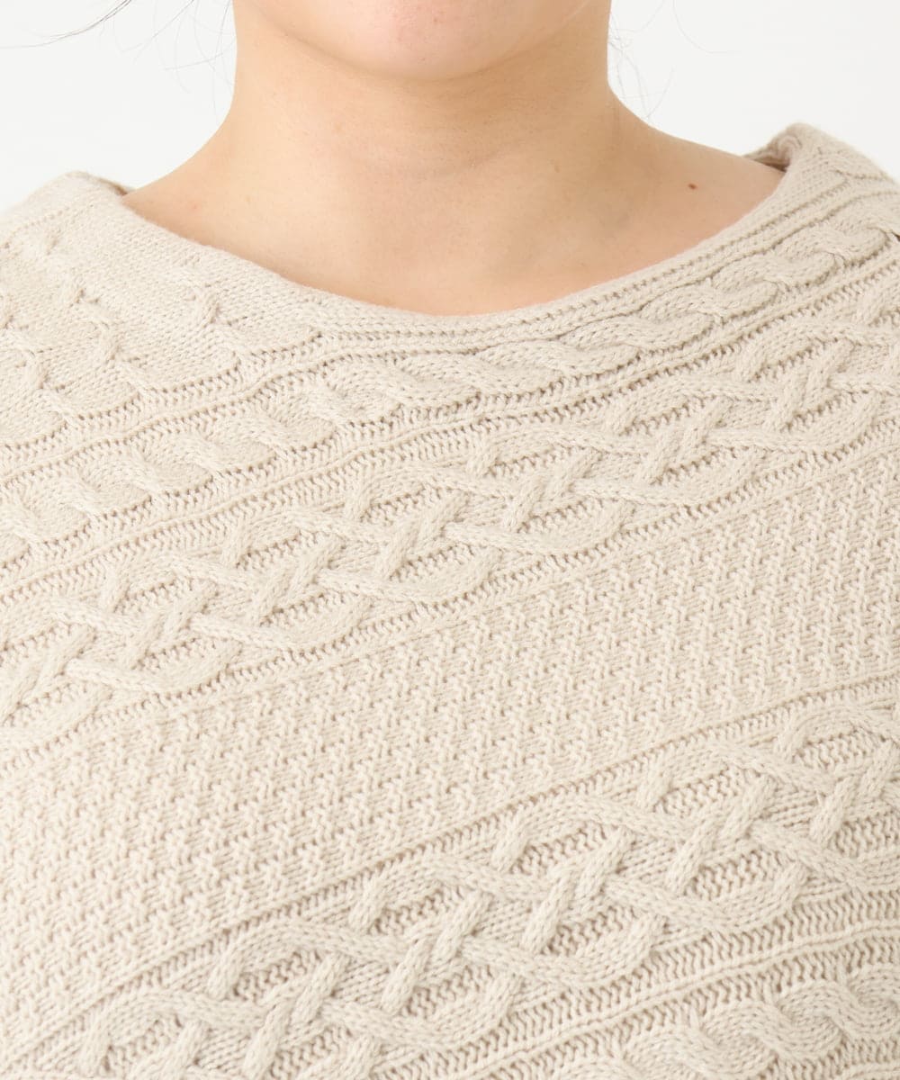 OLFLV05089 eur3(エウルキューブ) 【大きいサイズ】ケーブルポンチョ アイボリー(80)