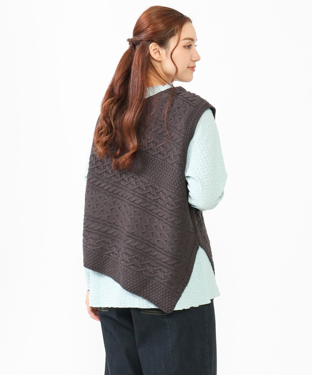 OLFLV05089 eur3(エウルキューブ) 【大きいサイズ】ケーブルポンチョ ダークグレー(93)