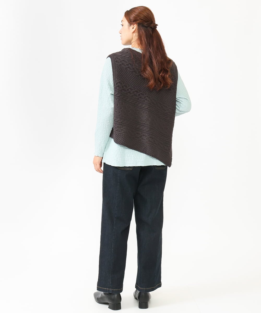 OLFLV05089 eur3(エウルキューブ) 【大きいサイズ】ケーブルポンチョ ダークグレー(93)