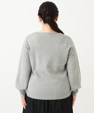 OLFLV12069 eur3(エウルキューブ) 【大きいサイズ】Vネックパフスリーブニット グレー(92)
