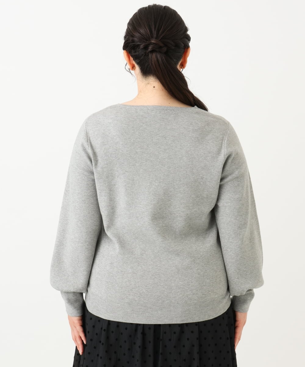 OLFLV12069 eur3(エウルキューブ) 【大きいサイズ】Vネックパフスリーブニット グレー(92)