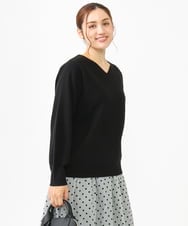OLFLV12069 eur3(エウルキューブ) 【大きいサイズ】Vネックパフスリーブニット ブラック(94)