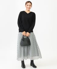 OLFLV12069 eur3(エウルキューブ) 【大きいサイズ】Vネックパフスリーブニット ブラック(94)