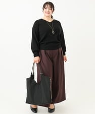 OLFLV12069 eur3(エウルキューブ) 【大きいサイズ】Vネックパフスリーブニット ブラック(94)