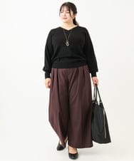 OLFLV12069 eur3(エウルキューブ) 【大きいサイズ】Vネックパフスリーブニット ブラック(94)
