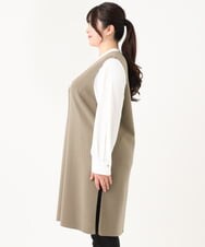 OLFLV22089 eur3(エウルキューブ) 【大きいサイズ】ロングニットベスト モカ(84)