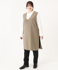 OLFLV22089 eur3(エウルキューブ) 【大きいサイズ】ロングニットベスト モカ(84)