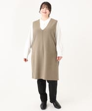 OLFLV22089 eur3(エウルキューブ) 【大きいサイズ】ロングニットベスト モカ(84)