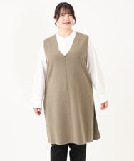 OLFLV22089 eur3(エウルキューブ) 【大きいサイズ】ロングニットベスト モカ(84)