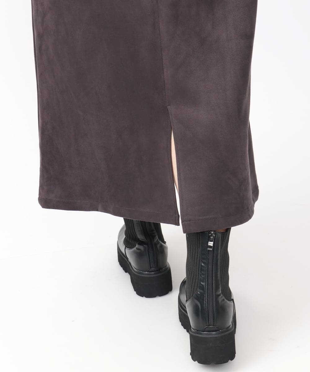 OLHAA06099 eur3(エウルキューブ) 【大きいサイズ/a.v.v×eur3】フェイクスエードタイトスカート ダークグレー(93)