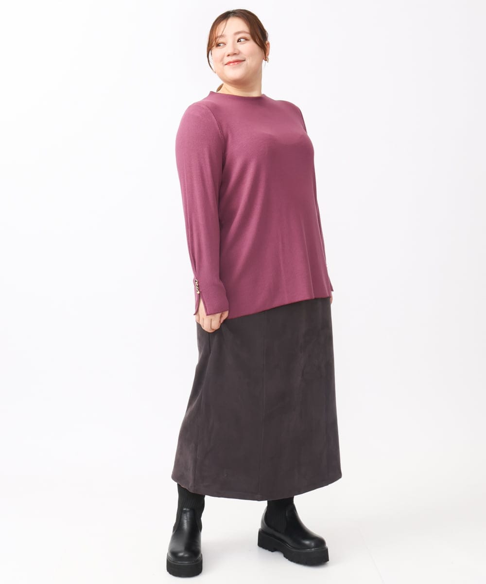 OLHAA06099 eur3(エウルキューブ) 【大きいサイズ/a.v.v×eur3】フェイクスエードタイトスカート ダークグレー(93)