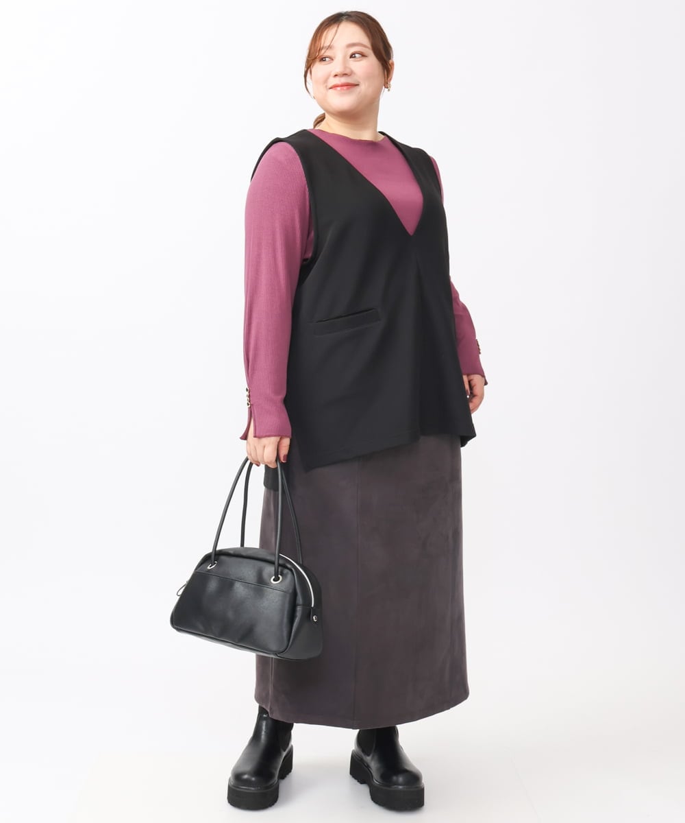 OLHAA06099 eur3(エウルキューブ) 【大きいサイズ/a.v.v×eur3】フェイクスエードタイトスカート ダークグレー(93)