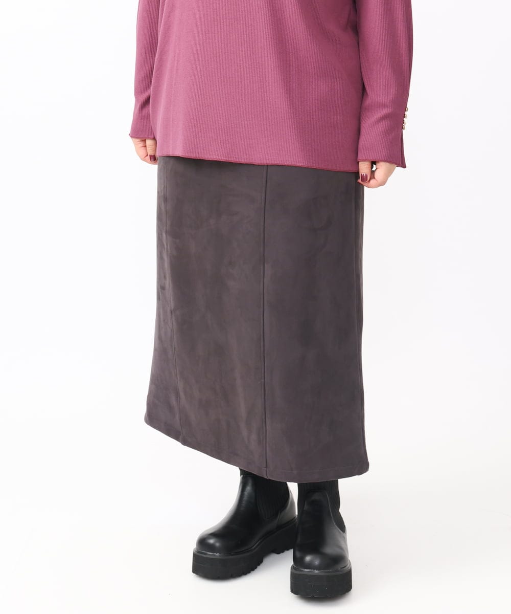 OLHAA06099 eur3(エウルキューブ) 【大きいサイズ/a.v.v×eur3】フェイクスエードタイトスカート ダークグレー(93)