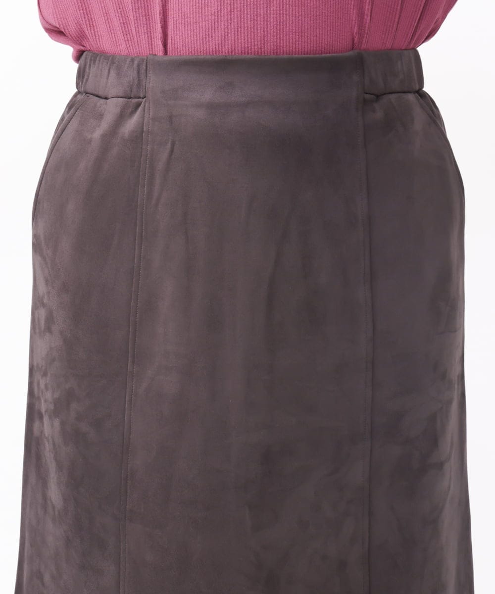 OLHAA06099 eur3(エウルキューブ) 【大きいサイズ/a.v.v×eur3】フェイクスエードタイトスカート ダークグレー(93)