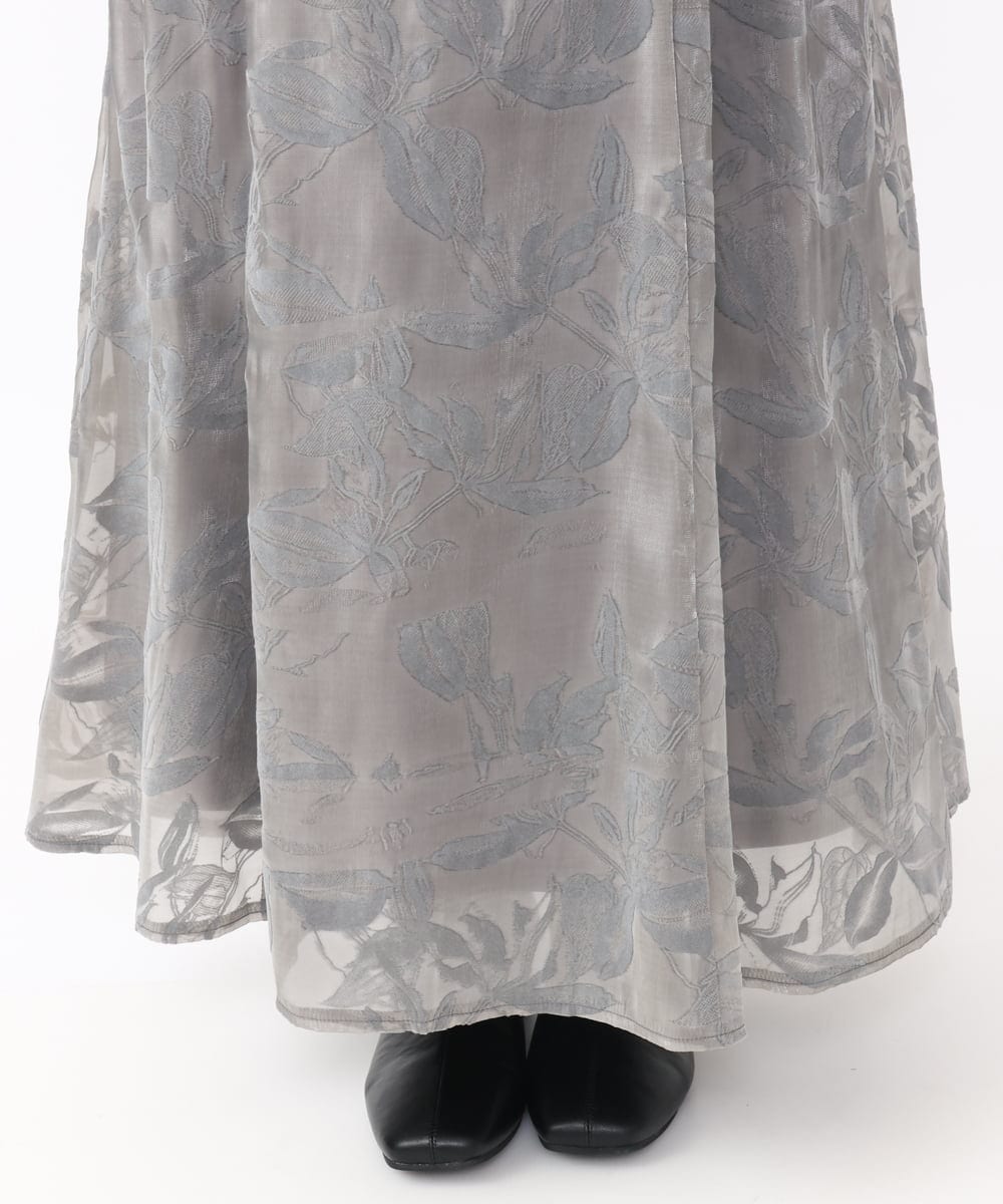 OLHAA10139 eur3(エウルキューブ) 【大きいサイズ】オーガンジーフロッキープリントスカート グレー(92)