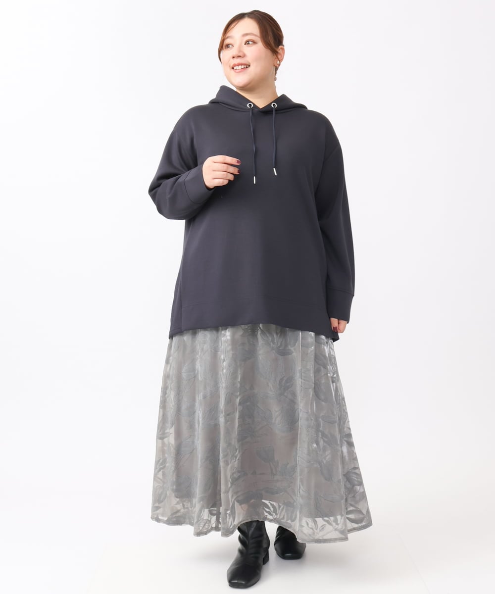 OLHAA10139 eur3(エウルキューブ) 【大きいサイズ】オーガンジーフロッキープリントスカート グレー(92)
