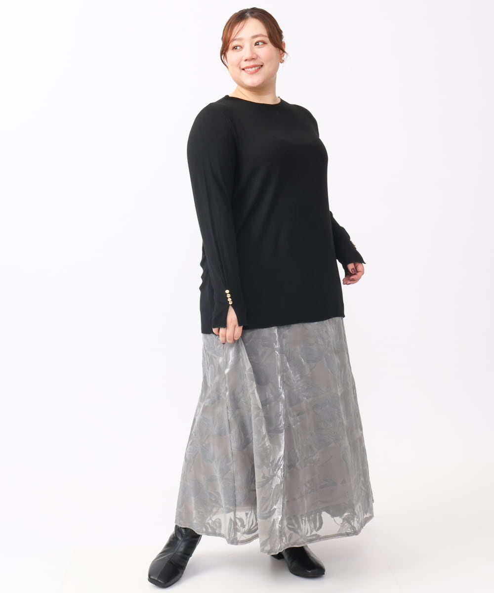 OLHAA10139 eur3(エウルキューブ) 【大きいサイズ】オーガンジーフロッキープリントスカート グレー(92)