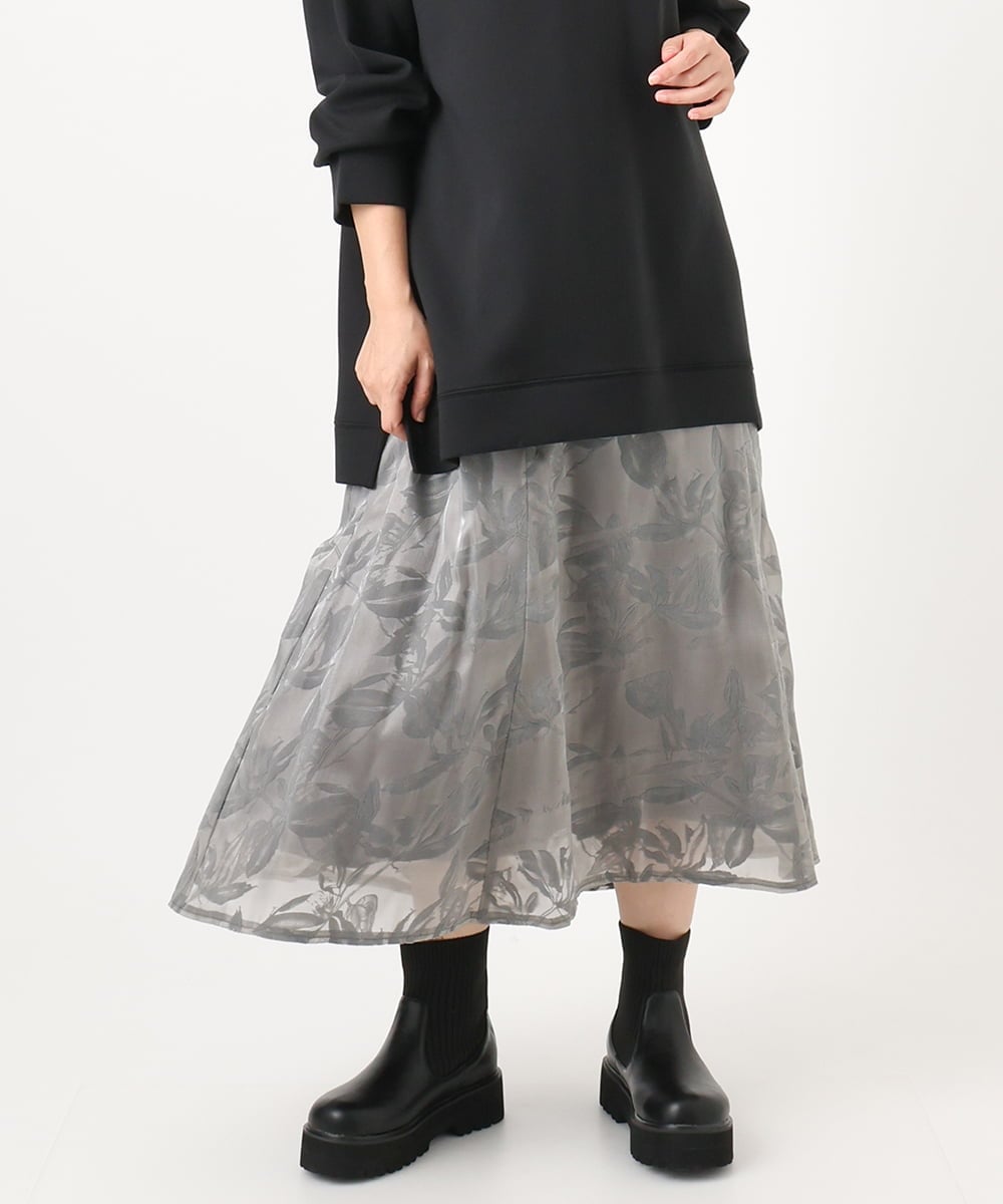OLHAA10139 eur3(エウルキューブ) 【大きいサイズ】オーガンジーフロッキープリントスカート グレー(92)
