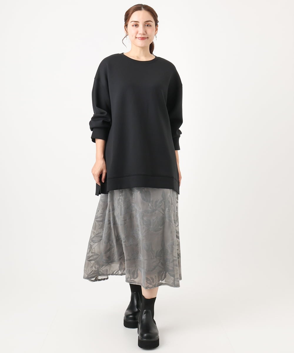 OLHAA10139 eur3(エウルキューブ) 【大きいサイズ】オーガンジーフロッキープリントスカート グレー(92)