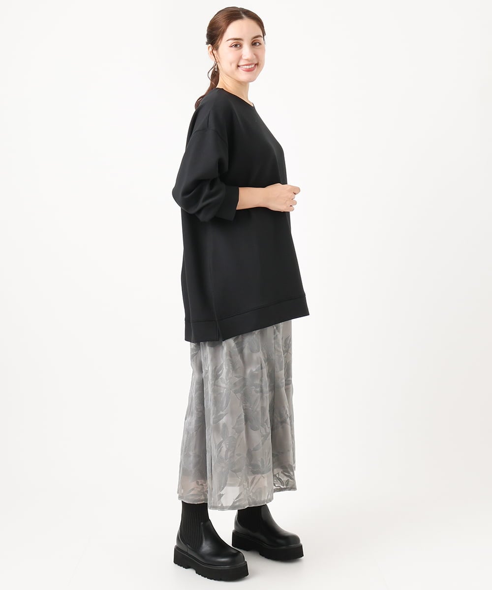 OLHAA10139 eur3(エウルキューブ) 【大きいサイズ】オーガンジーフロッキープリントスカート グレー(92)