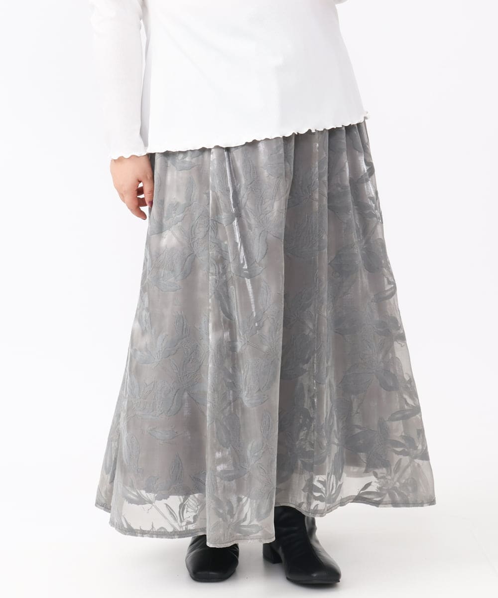 OLHAA10139 eur3(エウルキューブ) 【大きいサイズ】オーガンジーフロッキープリントスカート グレー(92)