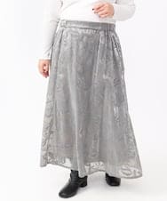 OLHAA10139 eur3(エウルキューブ) 【大きいサイズ】オーガンジーフロッキープリントスカート グレー(92)