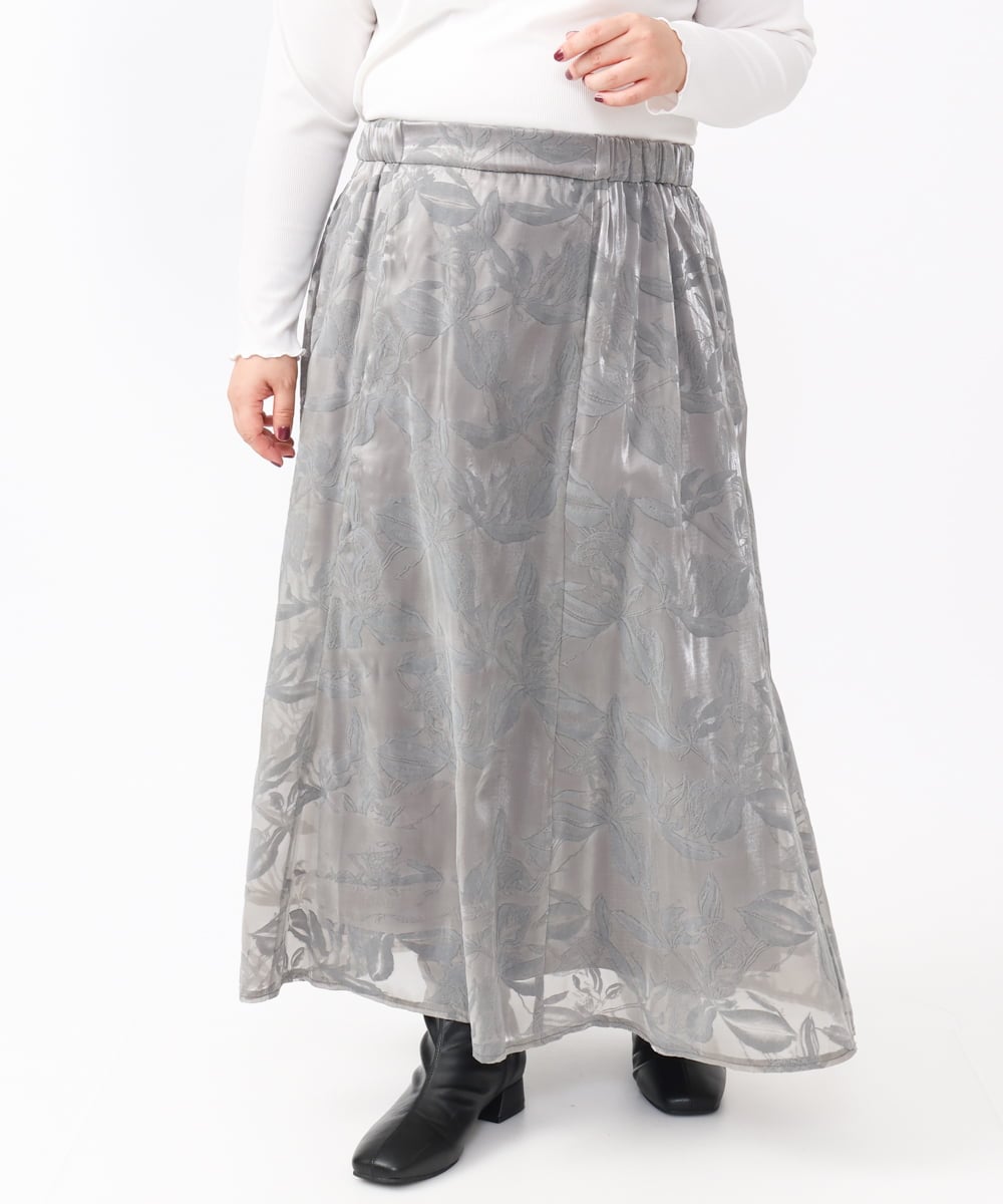 OLHAA10139 eur3(エウルキューブ) 【大きいサイズ】オーガンジーフロッキープリントスカート グレー(92)